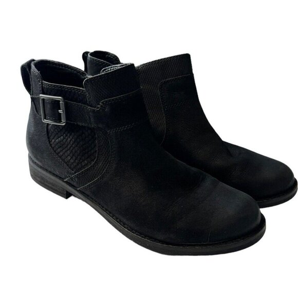 Abeo Yana Ankle Boots Women's 7.5 Black Nubuck Leather Comfort Side Zip Moto - Picture 5 of 10